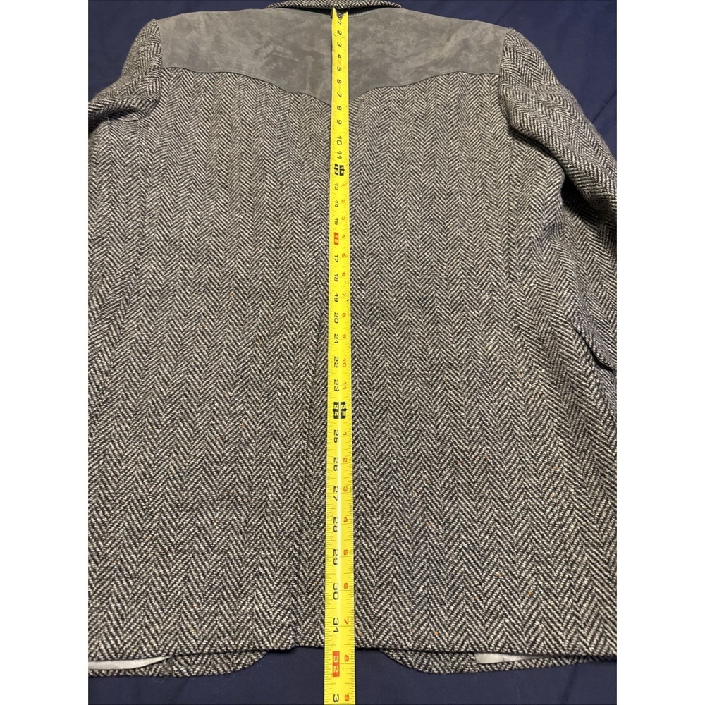 Vintage Pendleton Blazer Mens 44L Brown Herringbone Wool Tweed Elbow Patches 90s - Picture 6 of 7